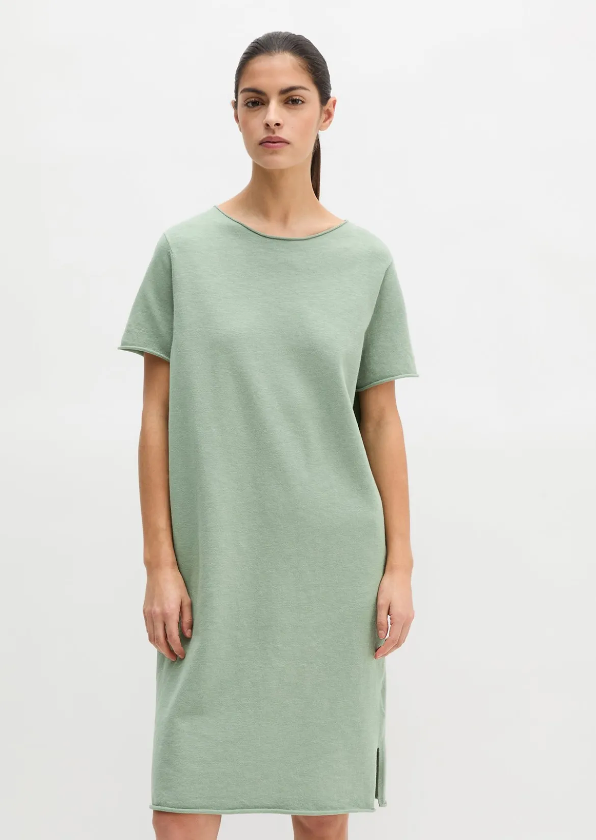 Feinstrick-Kleid loose aus Organic Cotton-Leinen-Mix