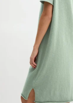 Feinstrick-Kleid loose aus Organic Cotton-Leinen-Mix