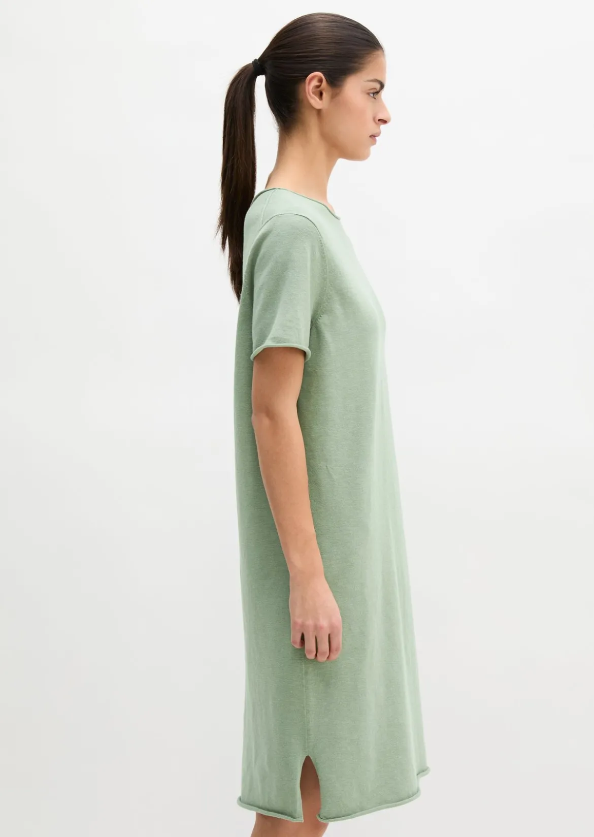 Feinstrick-Kleid loose aus Organic Cotton-Leinen-Mix