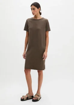 Feinstrick-Kleid loose aus Organic Cotton-Leinen-Mix