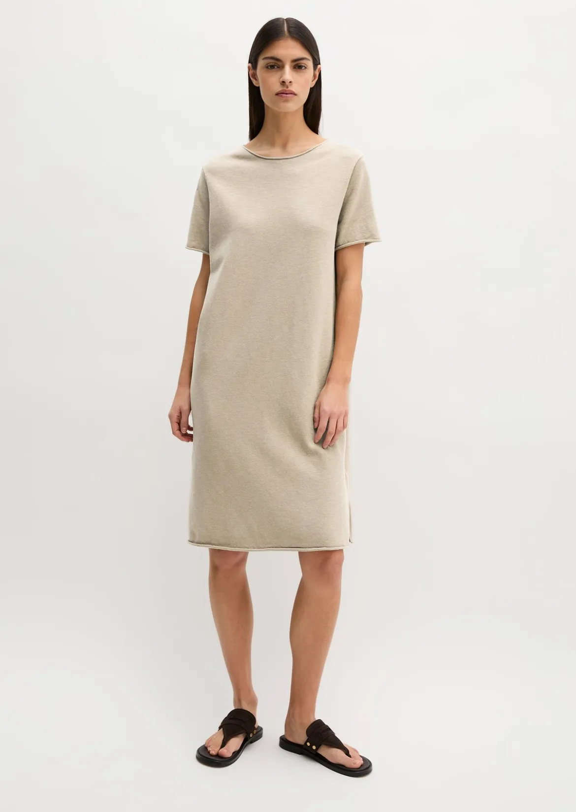 Feinstrick-Kleid loose aus Organic Cotton-Leinen-Mix