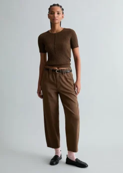 Feinstrick-Kurzarm-Pullover slim aus LENZING™ ECOVERO™