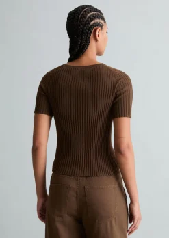 Feinstrick-Kurzarm-Pullover slim aus LENZING™ ECOVERO™