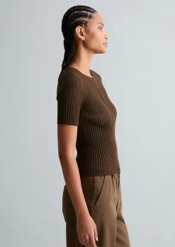 Feinstrick-Kurzarm-Pullover slim aus LENZING™ ECOVERO™