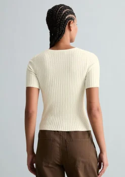 Feinstrick-Kurzarm-Pullover slim aus LENZING™ ECOVERO™