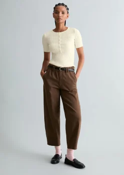 Feinstrick-Kurzarm-Pullover slim aus LENZING™ ECOVERO™