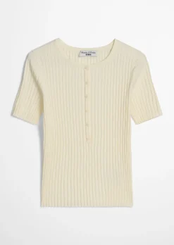 Feinstrick-Kurzarm-Pullover slim aus LENZING™ ECOVERO™
