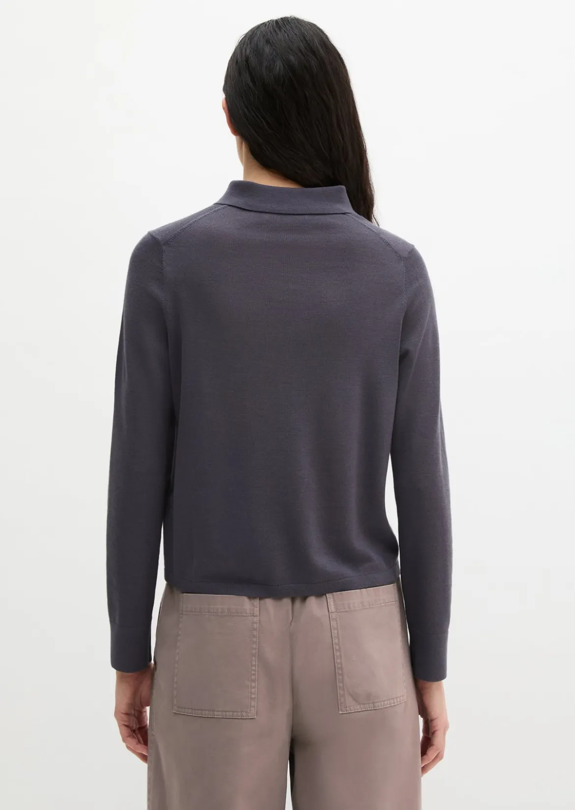 Feinstrick-Poloshirt regular aus edlem Merinowolle-Viskose-Mix