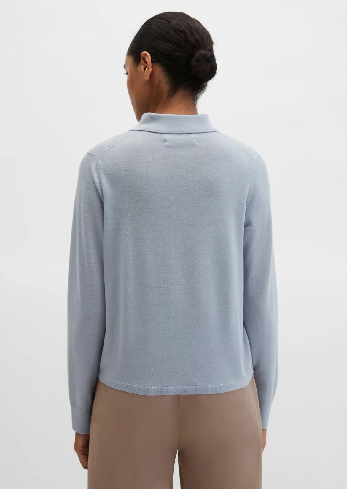 Feinstrick-Poloshirt regular aus edlem Merinowolle-Viskose-Mix