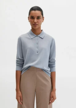 Feinstrick-Poloshirt regular aus edlem Merinowolle-Viskose-Mix