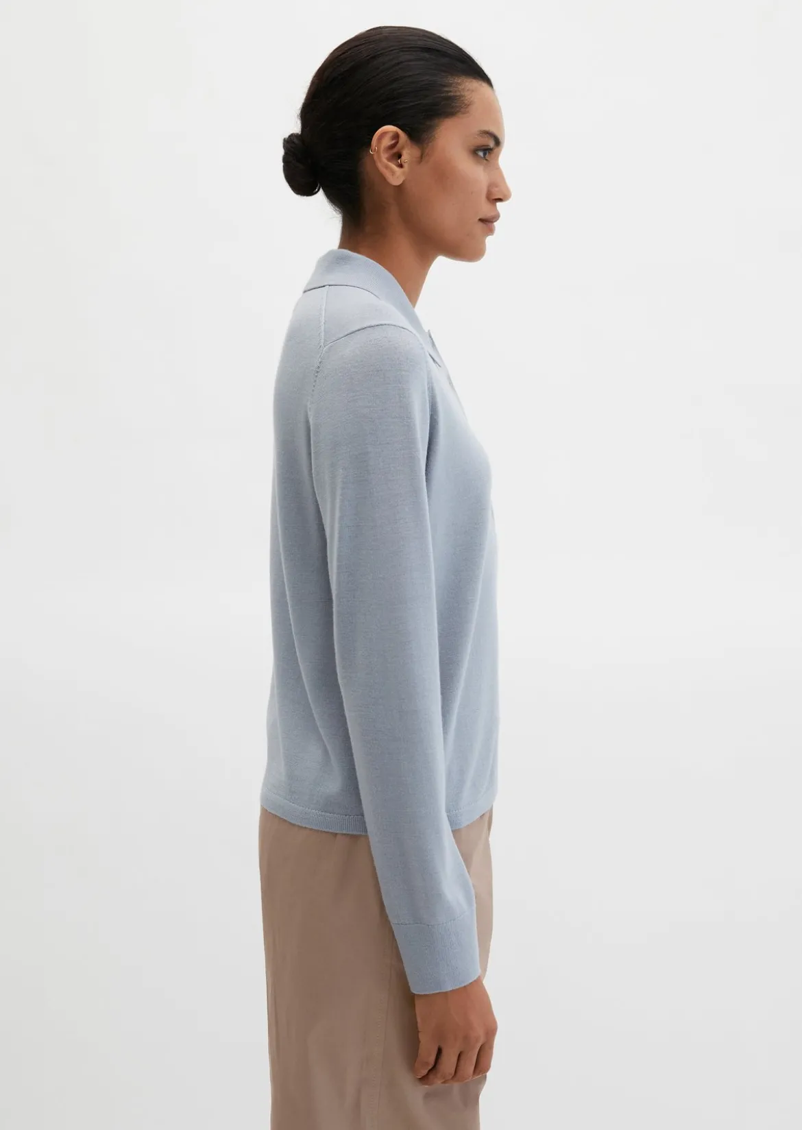 Feinstrick-Poloshirt regular aus edlem Merinowolle-Viskose-Mix
