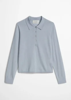 Feinstrick-Poloshirt regular aus edlem Merinowolle-Viskose-Mix