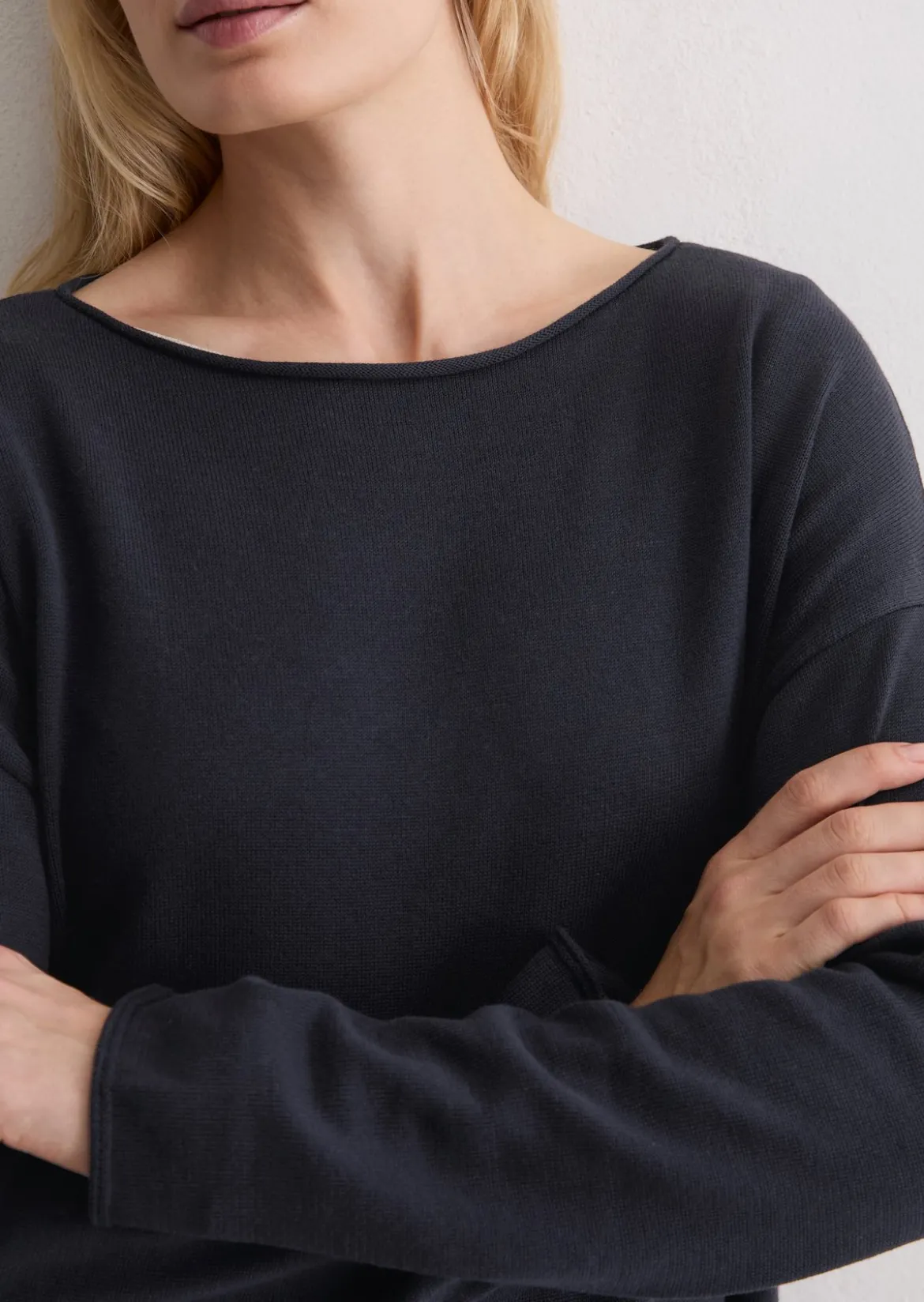 Feinstrickpullover loose aus reiner Bio-Baumwolle