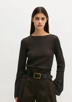 Feinstrickpullover slim aus edlem Viskose-Leinen-Mix