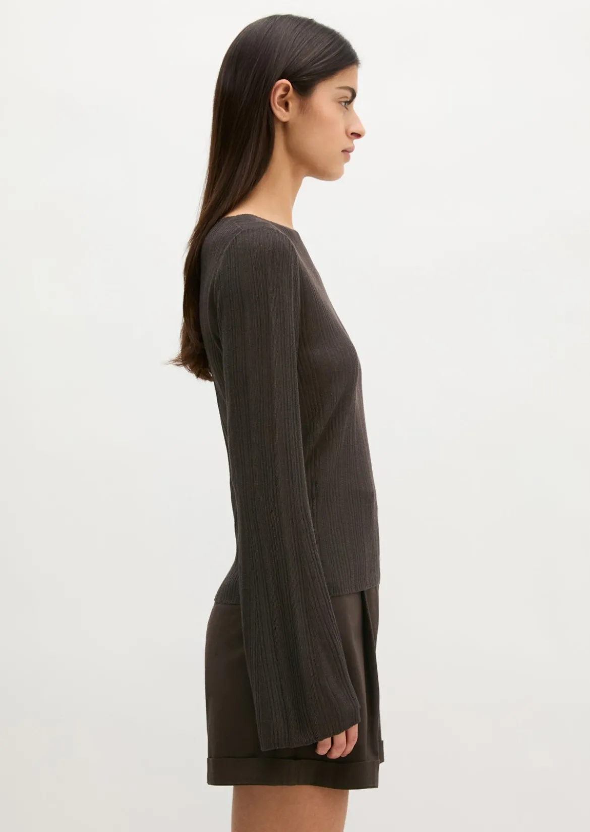Feinstrickpullover slim aus edlem Viskose-Leinen-Mix