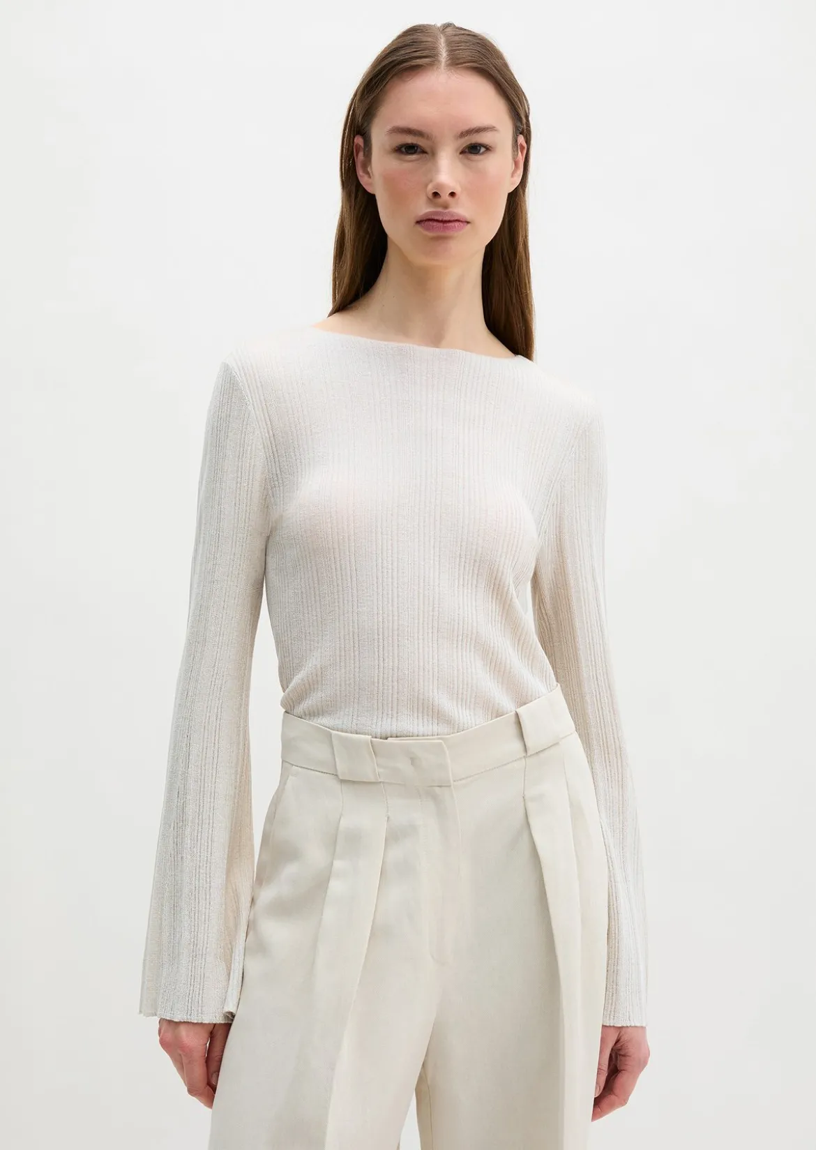 Feinstrickpullover slim aus edlem Viskose-Leinen-Mix