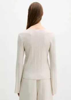 Feinstrickpullover slim aus edlem Viskose-Leinen-Mix