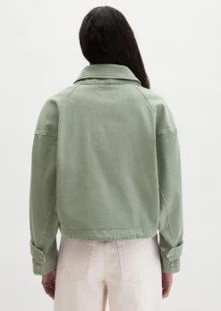 Funnel-Neck-Jacke loose aus Garment dyed Baumwolle