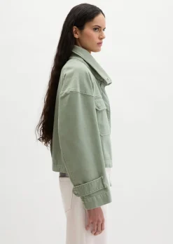 Funnel-Neck-Jacke loose aus Garment dyed Baumwolle