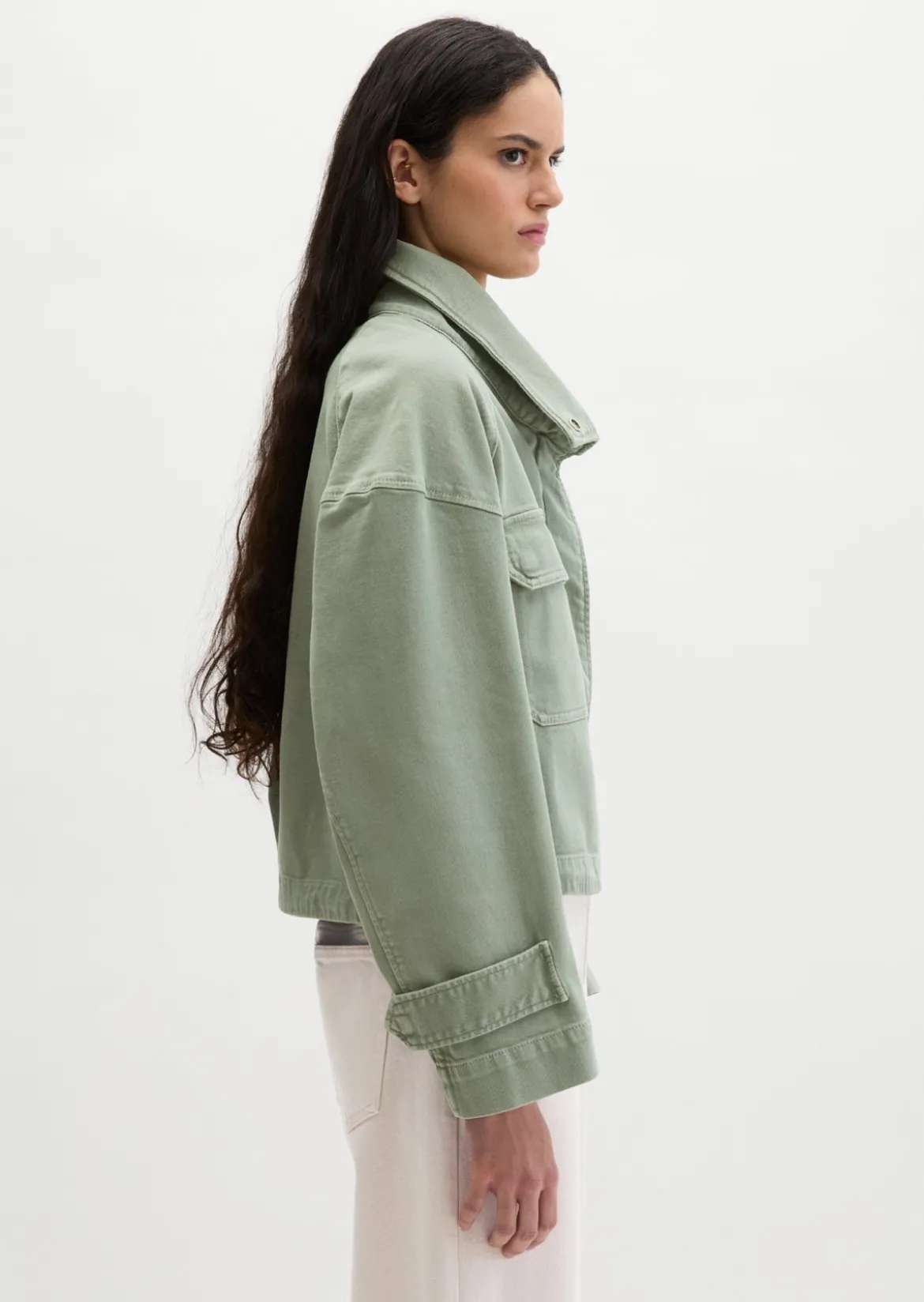 Funnel-Neck-Jacke loose aus Garment dyed Baumwolle