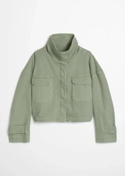 Funnel-Neck-Jacke loose aus Garment dyed Baumwolle