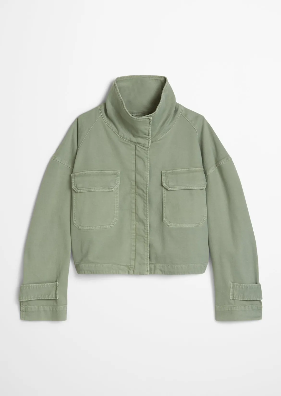 Funnel-Neck-Jacke loose aus Garment dyed Baumwolle