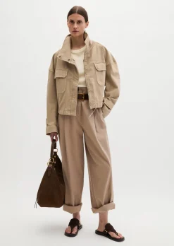 Funnel-Neck-Jacke loose aus Garment dyed Baumwolle