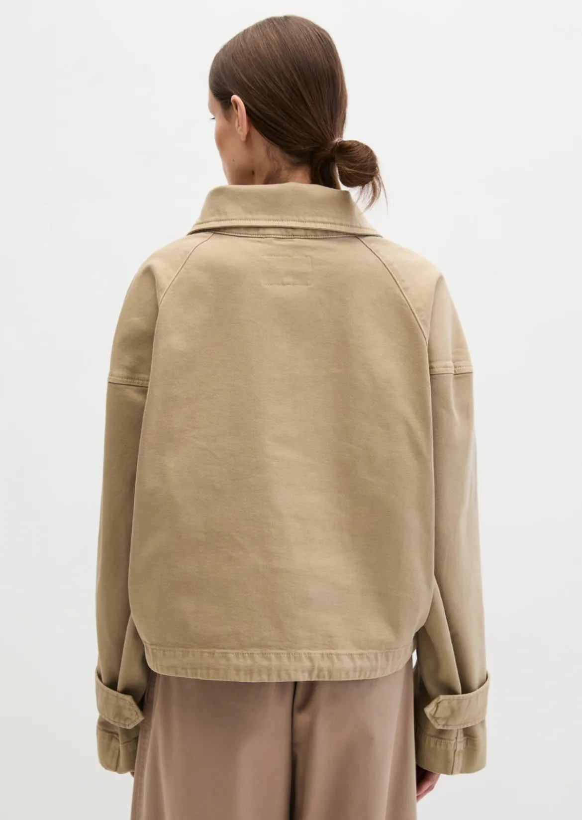 Funnel-Neck-Jacke loose aus Garment dyed Baumwolle