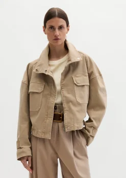 Funnel-Neck-Jacke loose aus Garment dyed Baumwolle