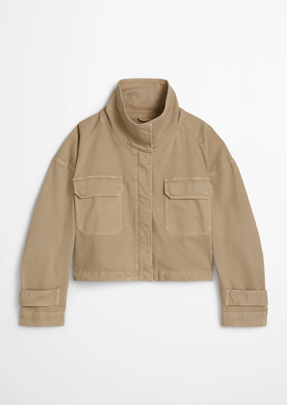 Funnel-Neck-Jacke loose aus Garment dyed Baumwolle