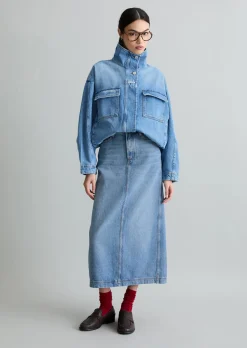 Funnel-Neck-Jeansblouson oversize mit Ananasblattfasern