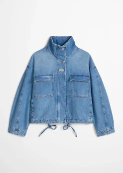 Funnel-Neck-Jeansblouson oversize mit Ananasblattfasern