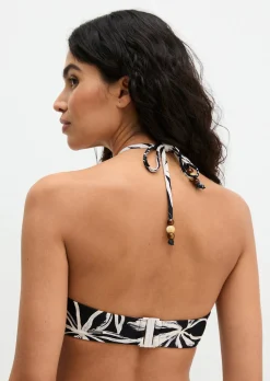 Gepolstertes Neckholder-Bikini-Top mit Beads-Details und Bügeln