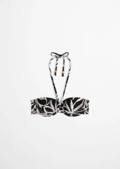 Gepolstertes Neckholder-Bikini-Top mit Beads-Details und Bügeln