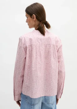 Geraffte Bluse loose aus leichter Papertouch-Popeline
