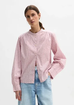 Geraffte Bluse loose aus leichter Papertouch-Popeline