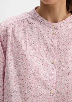 Geraffte Bluse loose aus leichter Papertouch-Popeline