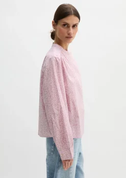 Geraffte Bluse loose aus leichter Papertouch-Popeline