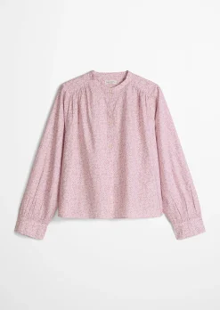 Geraffte Bluse loose aus leichter Papertouch-Popeline