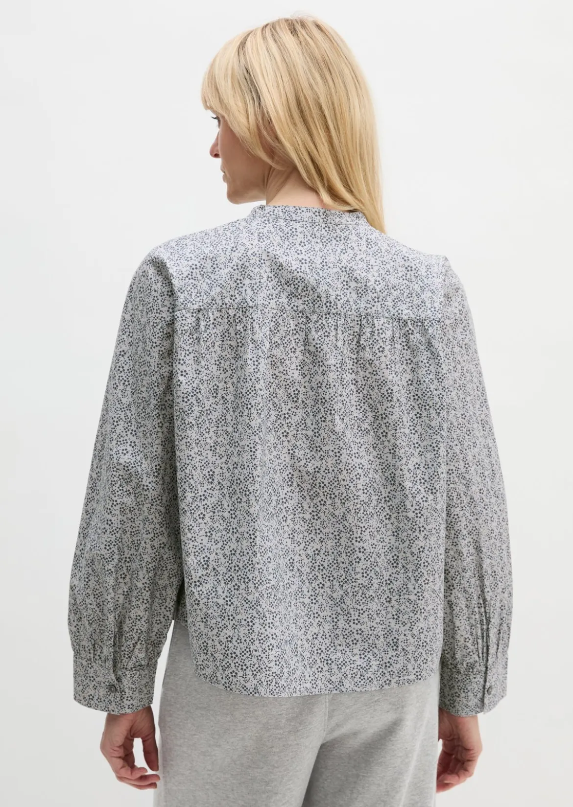 Geraffte Bluse loose aus leichter Papertouch-Popeline