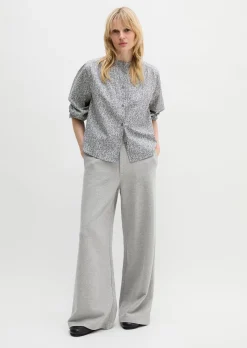 Geraffte Bluse loose aus leichter Papertouch-Popeline