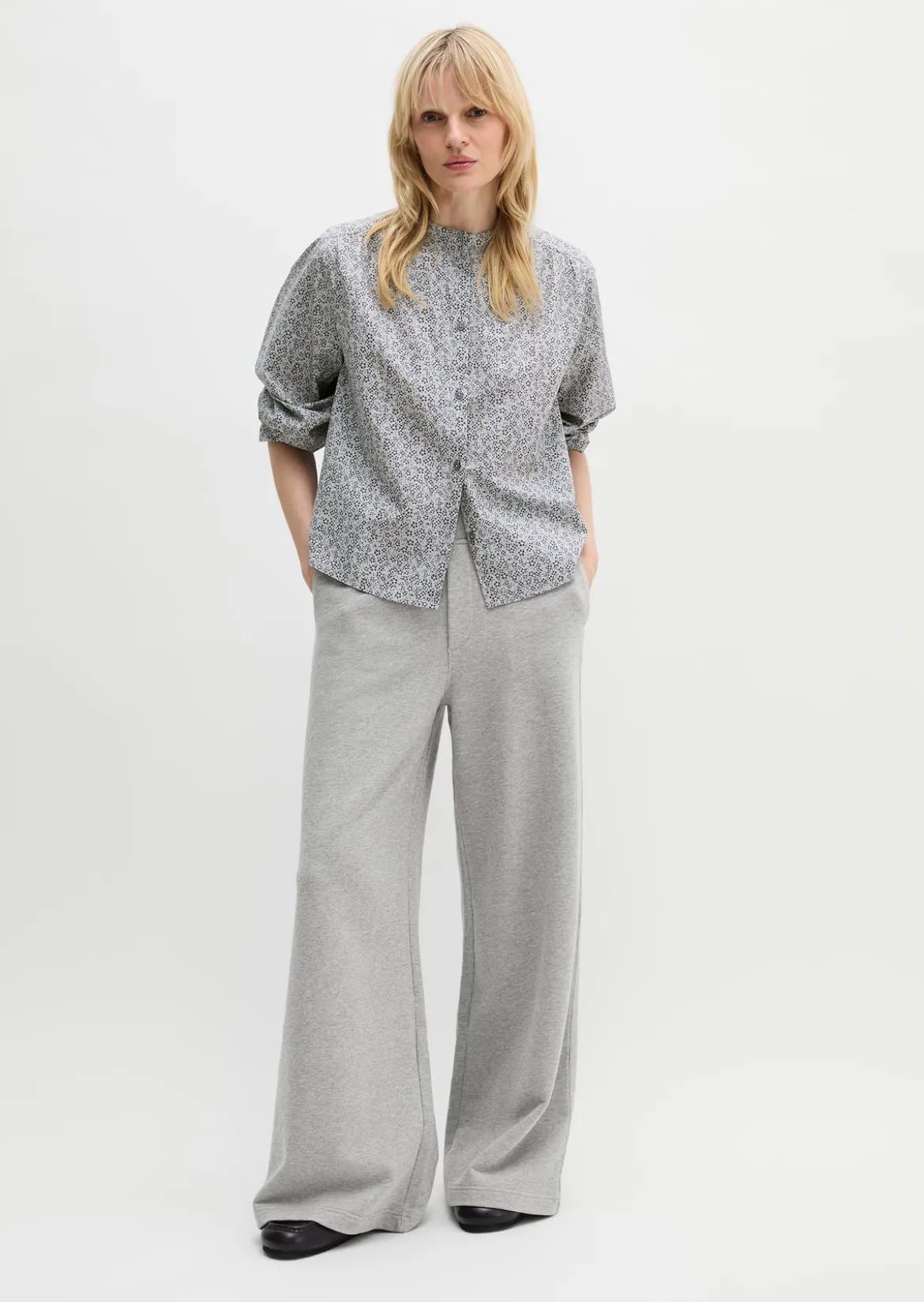 Geraffte Bluse loose aus leichter Papertouch-Popeline
