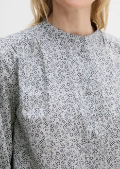 Geraffte Bluse loose aus leichter Papertouch-Popeline