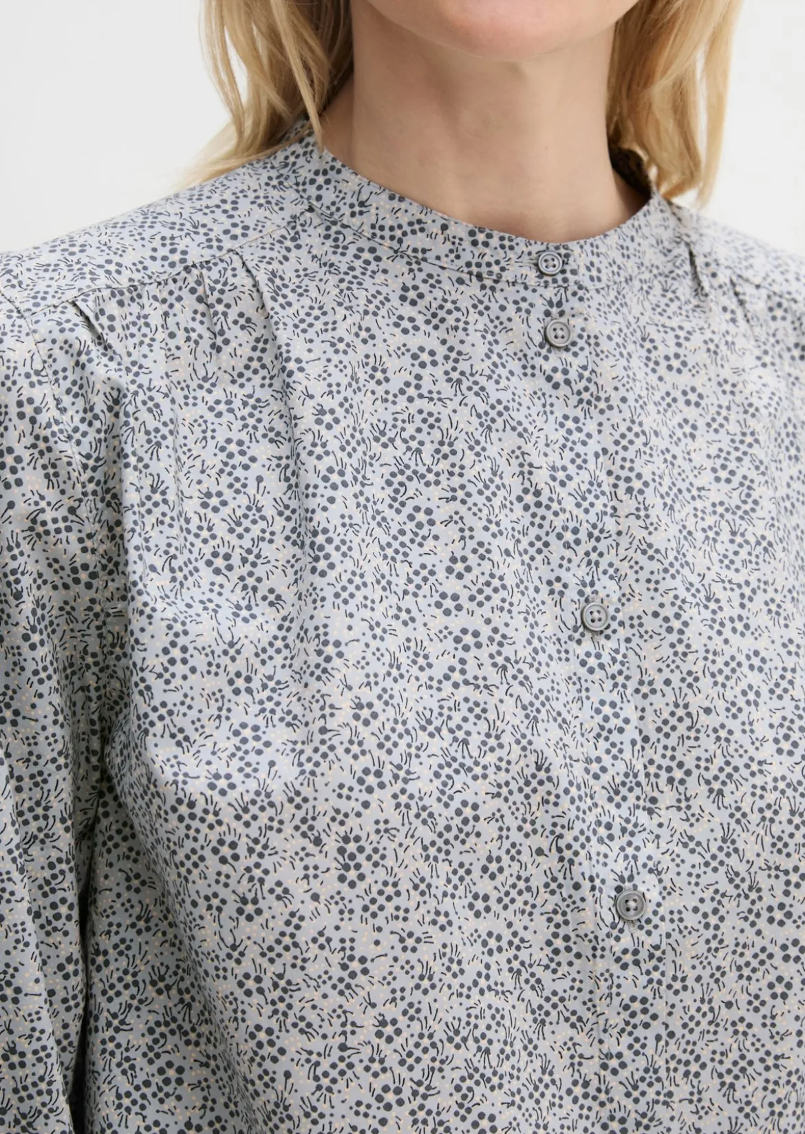 Geraffte Bluse loose aus leichter Papertouch-Popeline