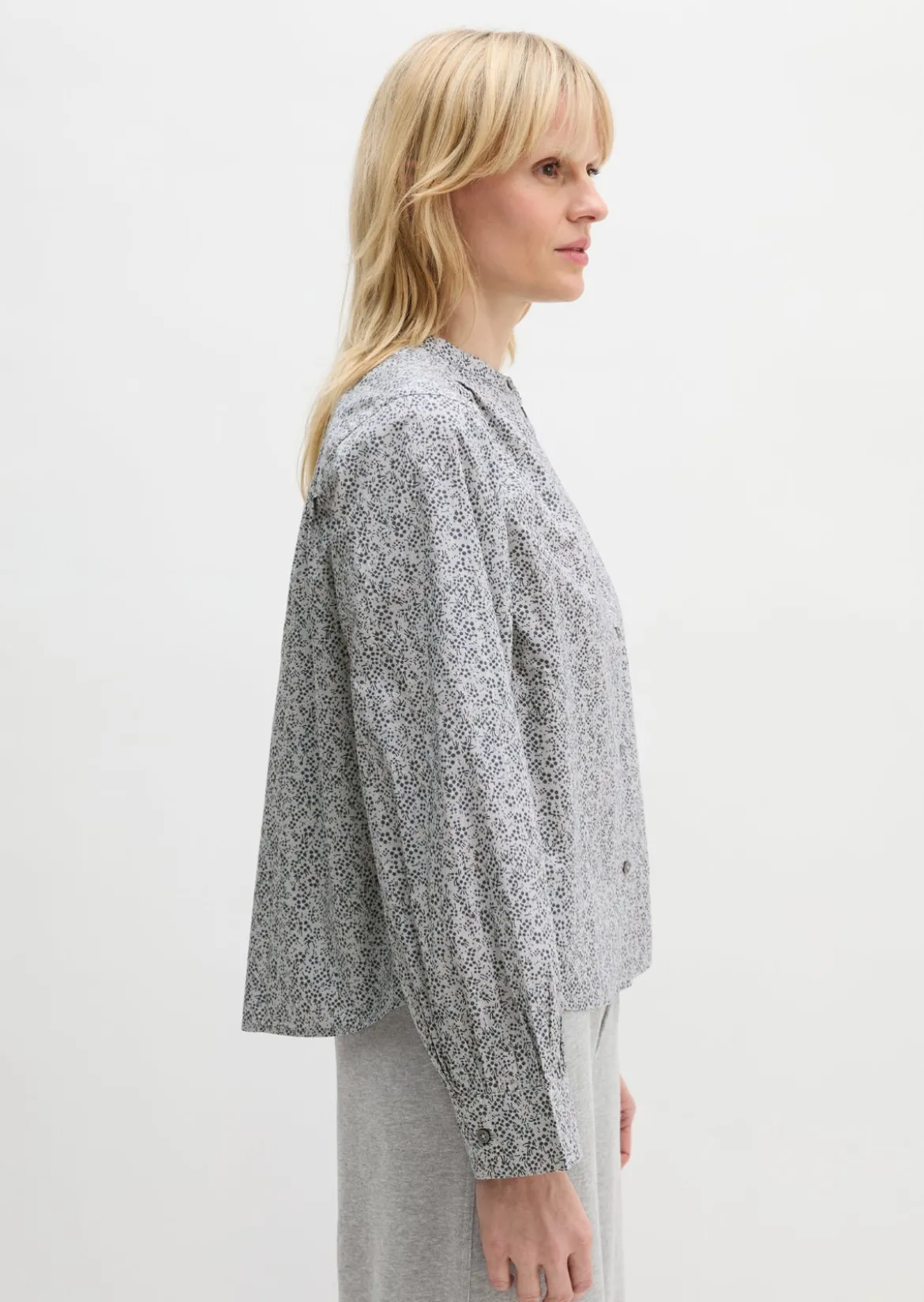 Geraffte Bluse loose aus leichter Papertouch-Popeline