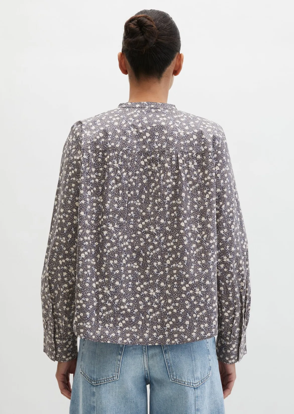 Geraffte Bluse loose aus leichter Papertouch-Popeline