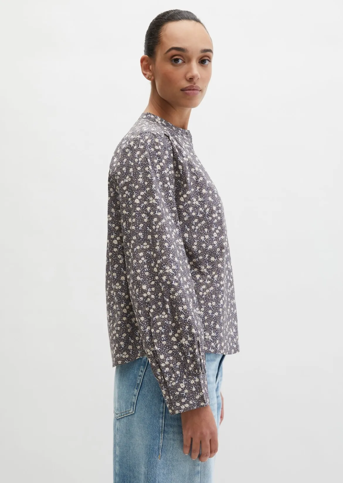 Geraffte Bluse loose aus leichter Papertouch-Popeline