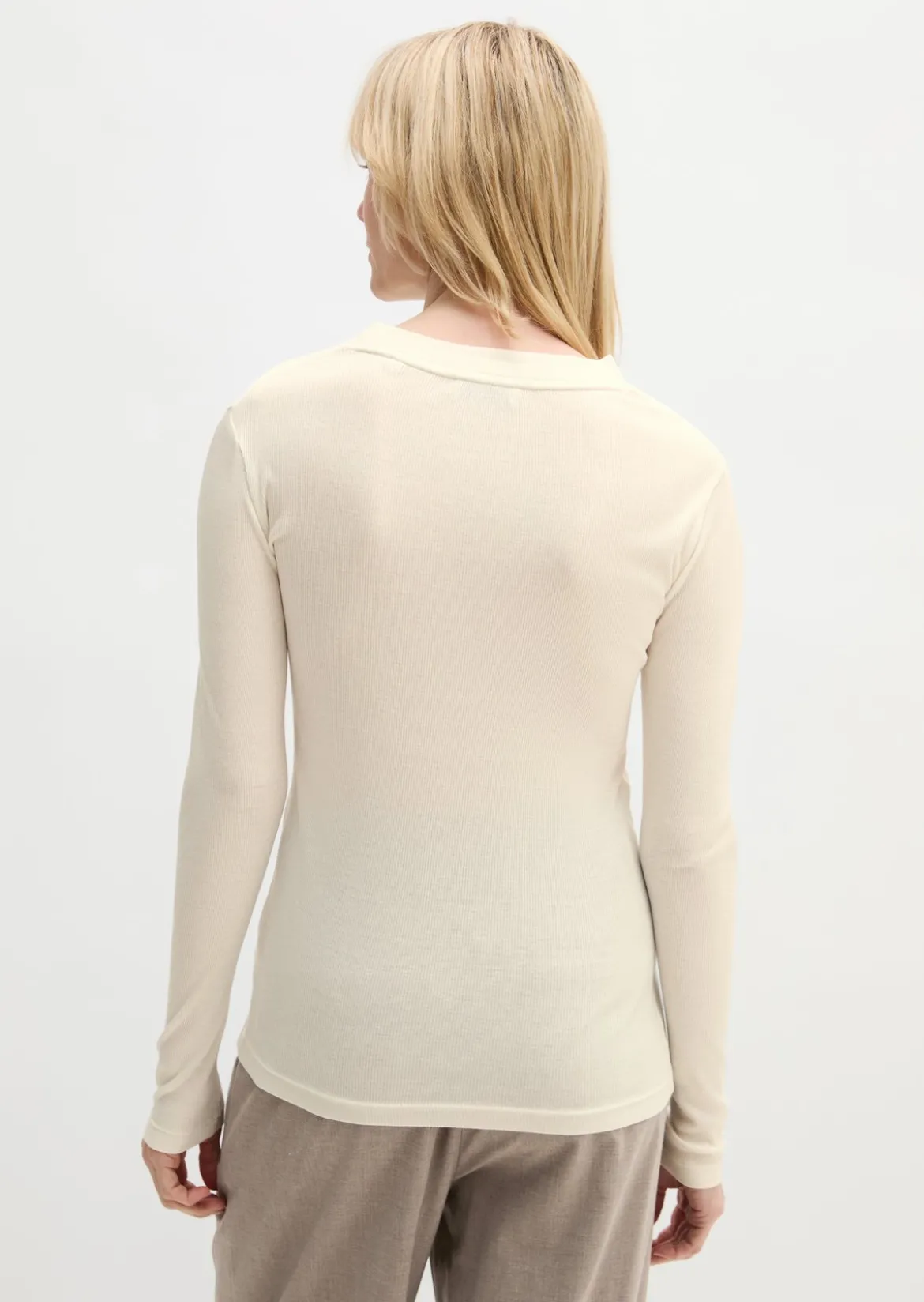 Geripptes Longsleeve slim mit TENCEL™ Modal