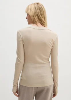 Geripptes Longsleeve slim mit TENCEL™ Modal