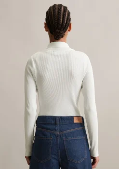 Geripptes Poloshirt slim aus Organic Cotton-Stretch-Jersey